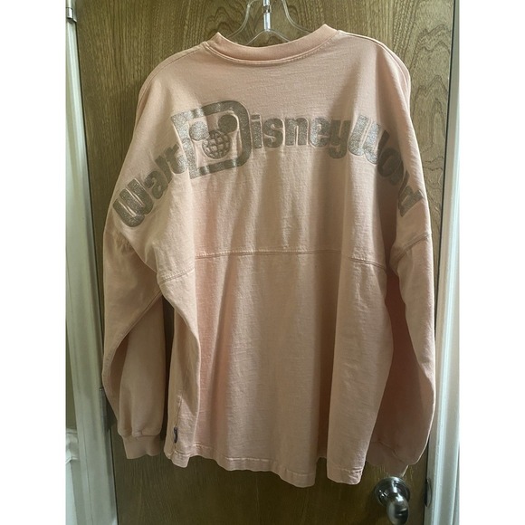 Disney Spirit Jersey Shirt Womens Medium Peach Gold Letters Walt Disney World - Picture 1 of 16